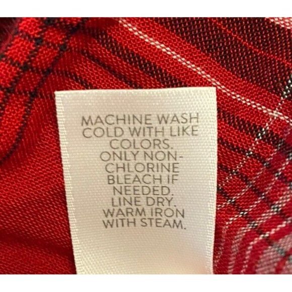 J Jill Shirt Women Small Tall Red Plaid Button Up  Long Sleeve Rayon Top - Picture 5 of 5